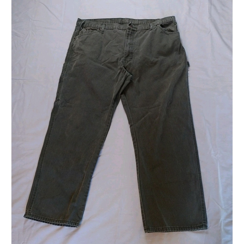 Dickies Carpenter Work Pants Mens 42x27 Olive Green Canvas Gorpcore Utility